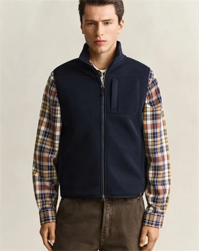 Gant - Zipped Fleece Vest - Evening Blue